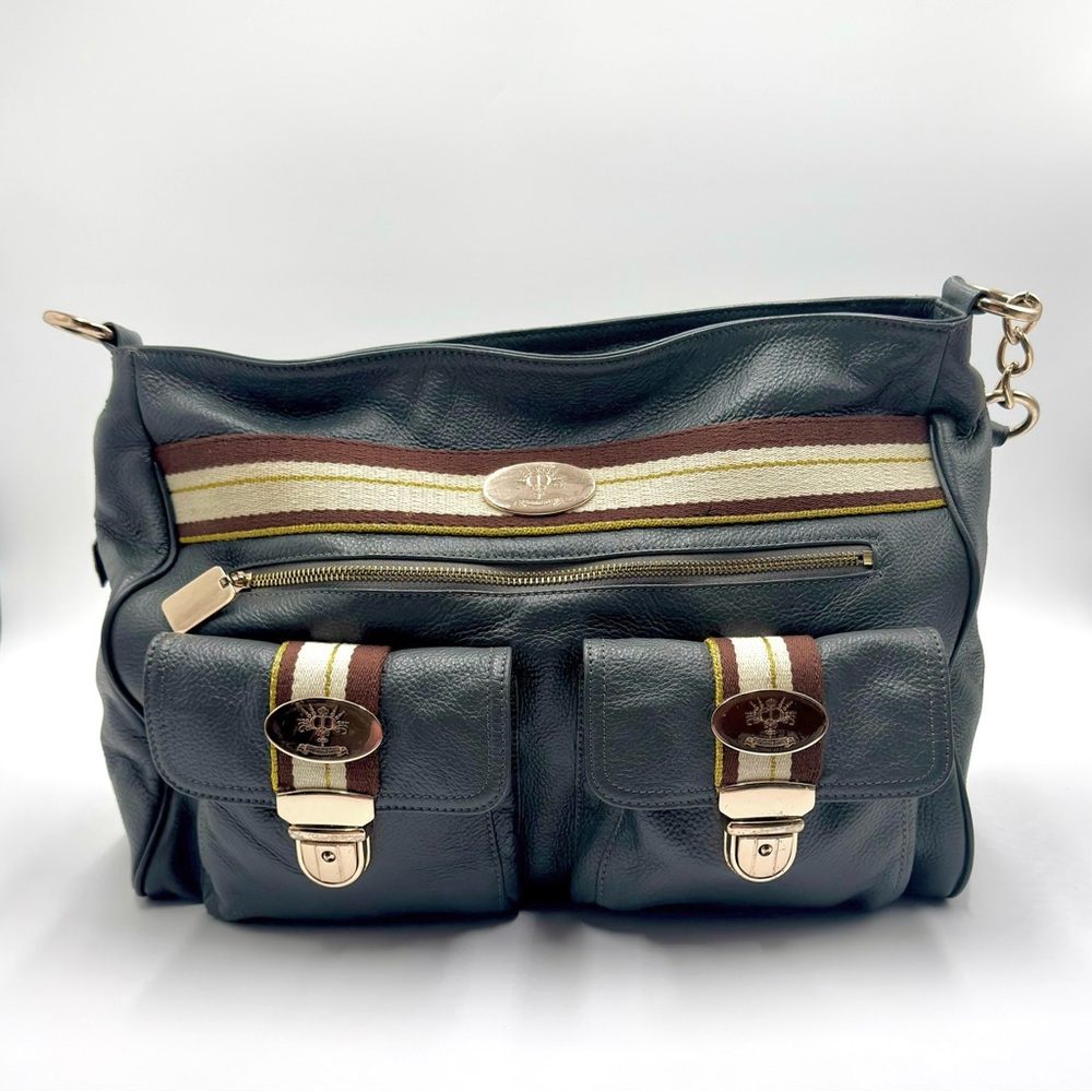 CHRISTINE PRICE Tinley Grey Pebbled Leather Tote Shoulder Bag, Gold Hardware